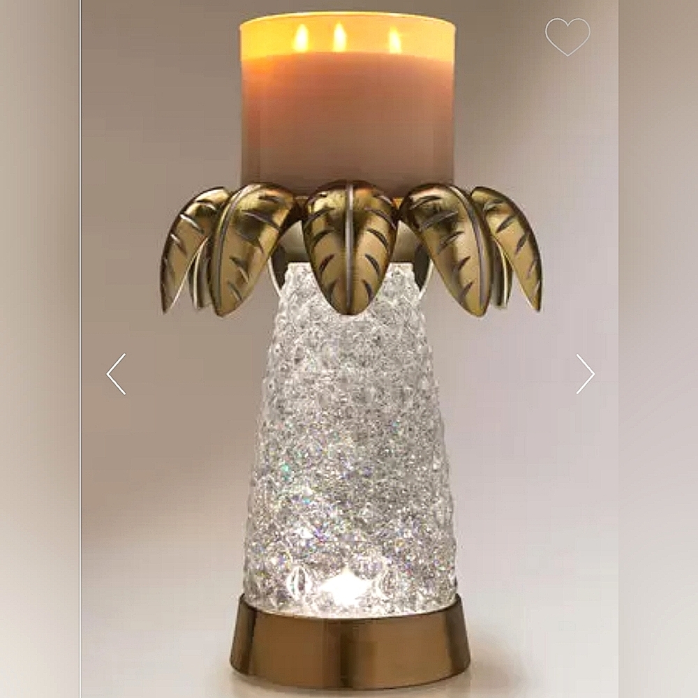 WATER GLOBE PALM TREE 3-WICK CANDLE HOLDER